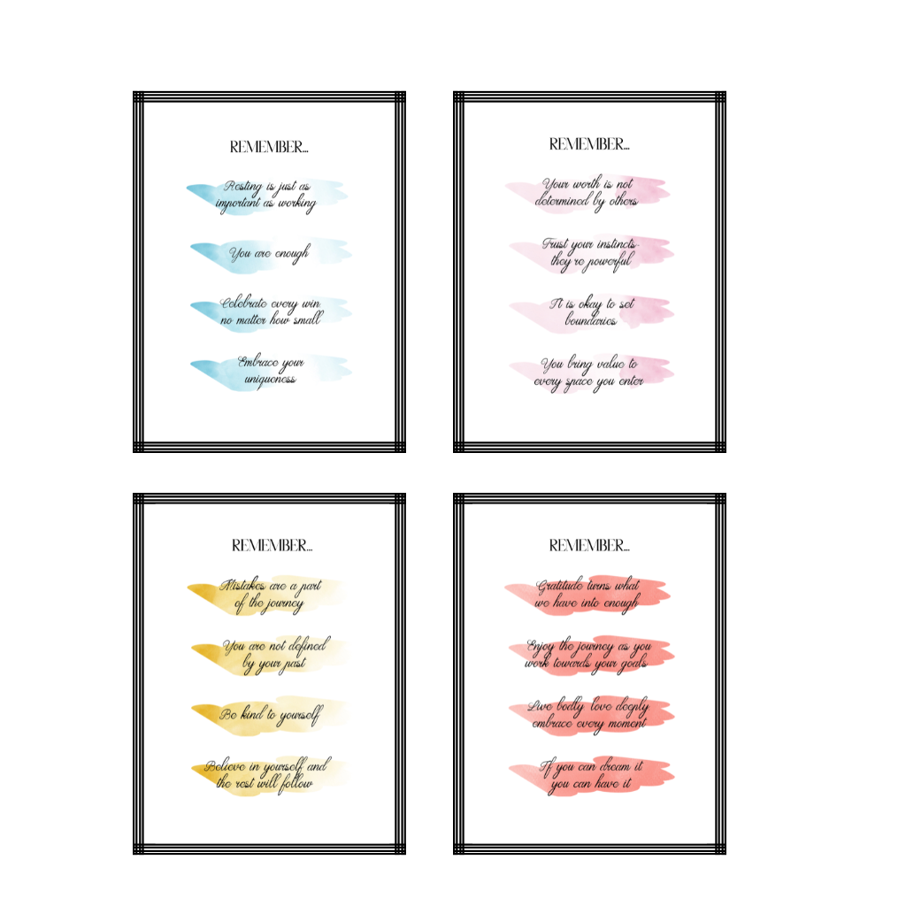 Motivational Reminders | Positive Self-Talk | Bundle X4 Posters | Digital Download