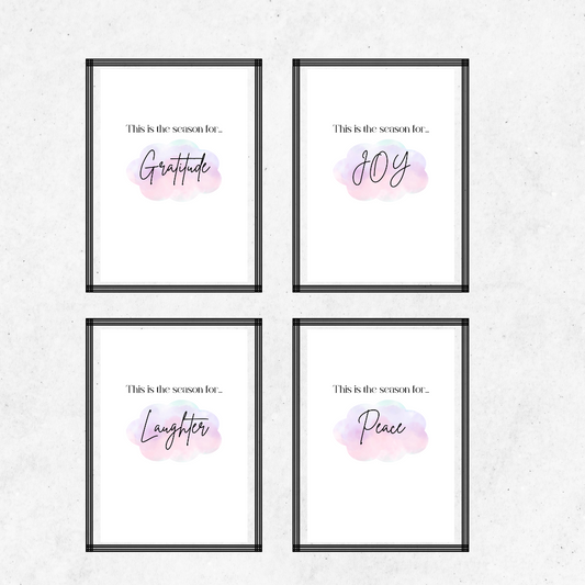 Positive Wall Poster | Season for Joy, Laughter, Peace, Gratitude | Bundle X4 Posters |Digital Download